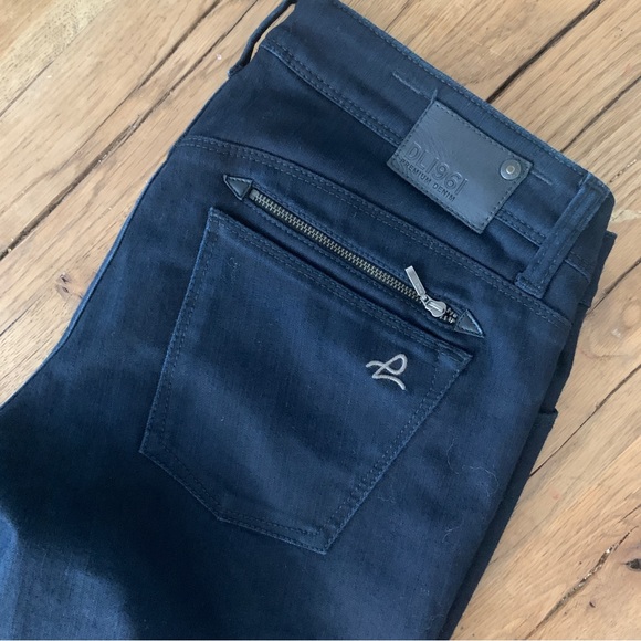 DL1961 black straight skinny denim jeans pants JESSICA skinny 30 - Picture 2 of 11